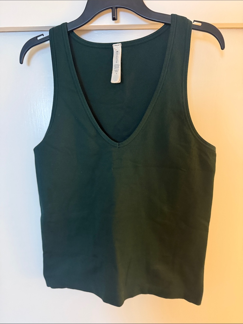 Athleta Forest Green Ribbed V-Neck Tank